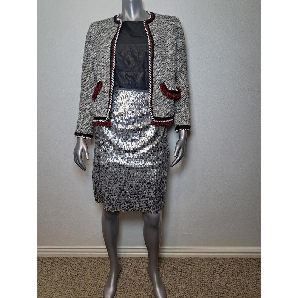 CHICO’S Silver Sequin Skirt Sz 0/S